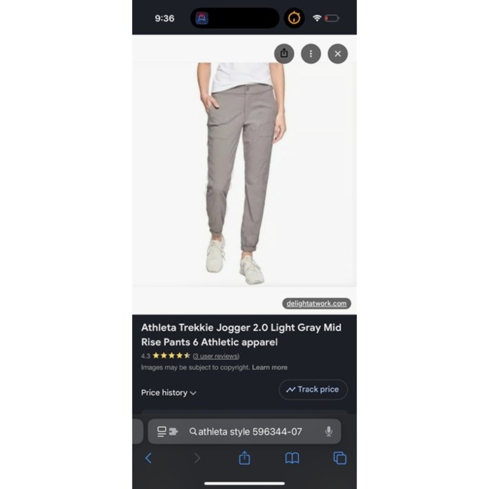 Athleta Trekkie Jogger 2.0 Light Gray Mid Rise Hiking Pants Size 10